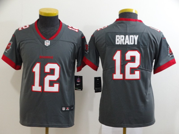 Youth Tampa Bay Buccaneers #12 Tom Brady Grey Vapor Untouchable Limited Stitched NFL Jersey